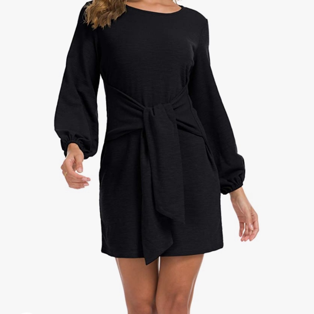 Long sleeve wrap front dress Blue Medium